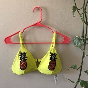 Hollister Neon Pineapple Appliqué Bikini Top